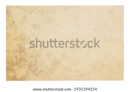 old paper isolated on white background with clipping path