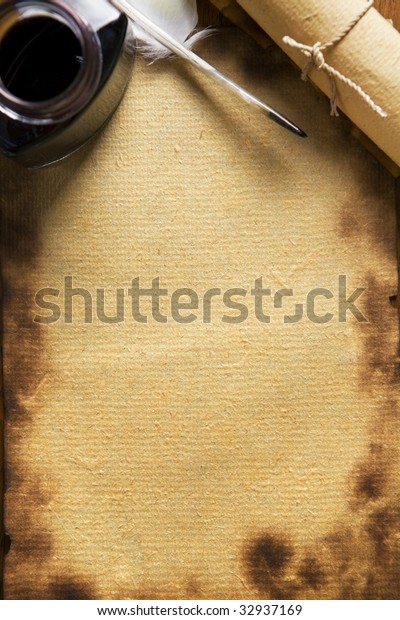 Old Paper Quill Pen Scroll On Stock Photo (Edit Now) 32937169