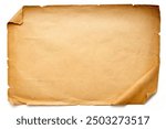 old paper sheet isolated on white background, ancient scroll texture