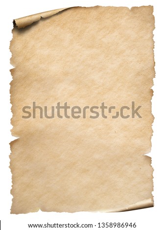 Old paper sheet isolated on white