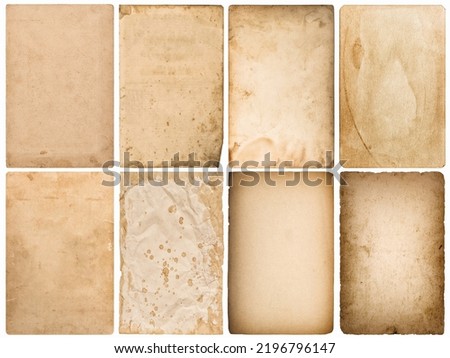 Old paper sheets set. Used grungy paper backgrounds