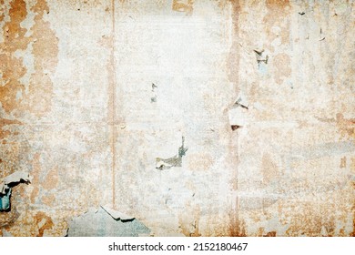 OLD PAPER TEXTURE, TORN WALLPAPER PATTERN, VINTAGE POSTER WALL DESIGN, DRTY SCRATCHED TEXTURED WALLPAPER TEMPLATE WITH FADED WHITE SPACE FOR TEXT, RETRO DESIGN - Shutterstock ID 2152180467