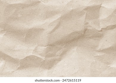 Old paper vintage texture surface for background. Recycle pale brown paper crumpled texture, Cream color recycled kraft paper texture blank with copy space for text.