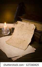 Old Papers On A Wooden Table