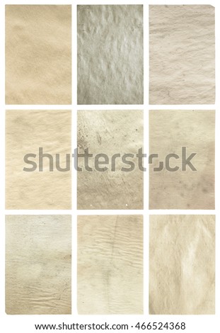 old papers set isolated on white background with clipping path