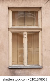 Old Pastel Wooden Window In A 19th Century House.