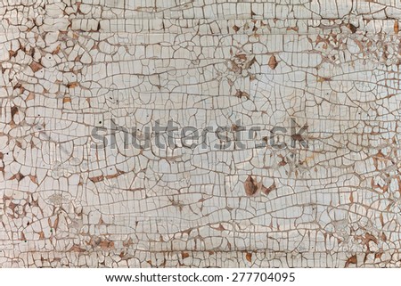 Old and peeled creaky paint , In course of time the paint of  white   tone peeled off the old planks  and crackled, wood texture, background, colorful, cracks in the paint, vintage, abstract, grunge, 
