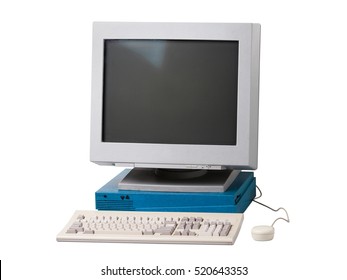 Old Personal Computer Graphics Workstation, White Background