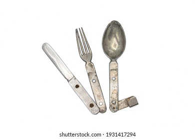 Old personal cutlery kit of a soldier