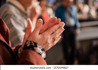 Old Persons Hand Clapping Or Praying 