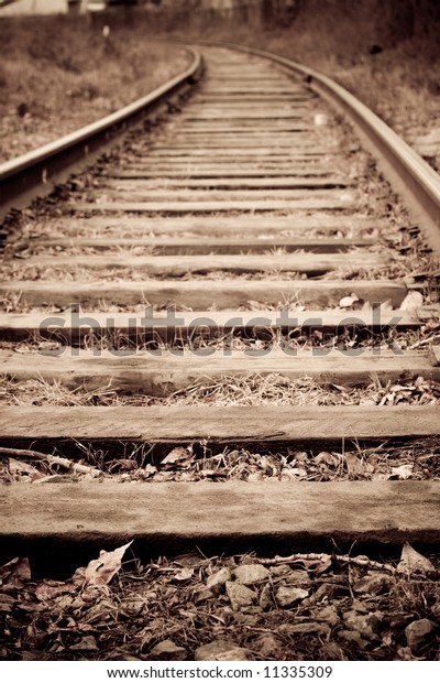 old perspective railroad\
sepia toned