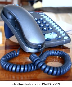 Old Phone In Office On Table No People Stock Photo