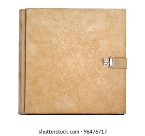 Old photo album on white (with clipping path)