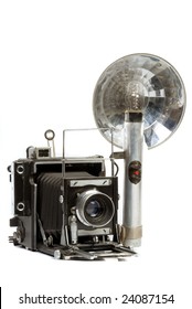 Old  Photo Camera With Bulb Flash