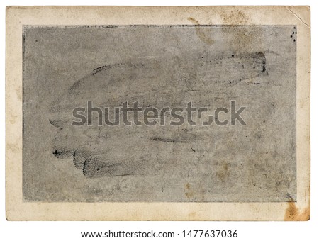 Old photo cardboard isolated on white background. Used paper sheet