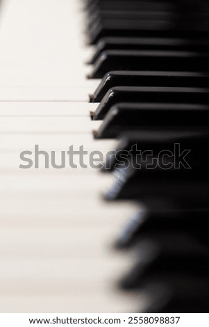 Old piano keyboard close up. Blur . Depth of view. 