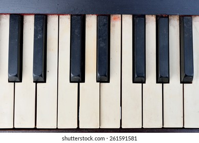 Old Piano Keys Viewed From Above