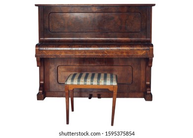 Old Piano Vintage Style White Background