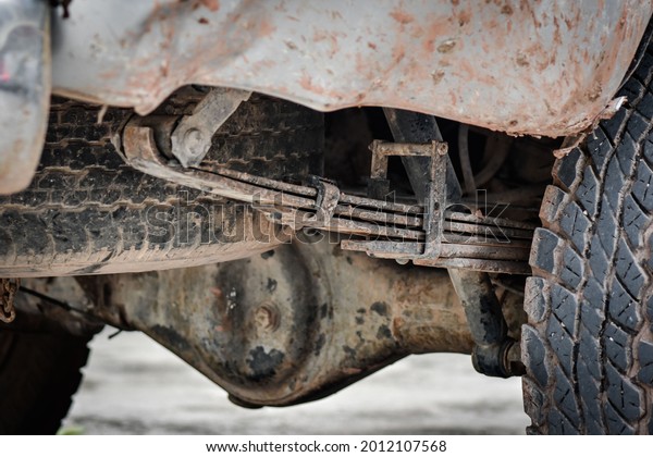 old pickup car suspension , concept safety in\
car industrial