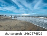 Old pier ruins extends to the sea beach view from the Venice of the East Alappuzha Kerala India. Famous destination of backwaters in Kerala top tourist places in Kerala.