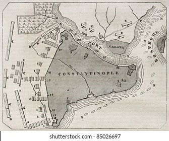 Old Plan Of Constantinople. By Unidentified Author, Published On Magasin Pittoresque, Paris, 1840