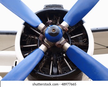 Old Plane Engine With Propeller