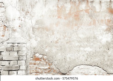 Old Plaster Brick Wall Texture Urban Background