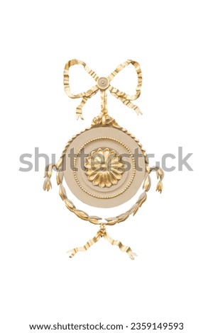 old plaster stucco molding with gilding for home decoration,  isolated on a white background