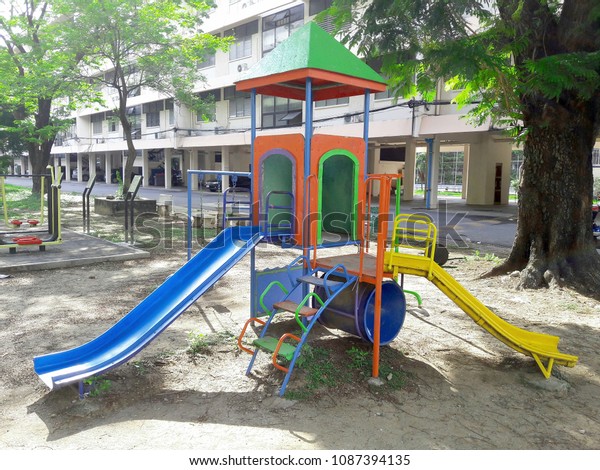 Old\
playground for children at the public\
park.\
