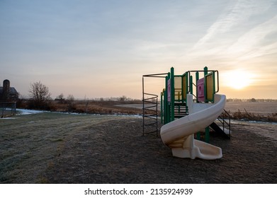 Old Playground In Omagh, Milton, Ontario Before Expansion Of Britannia Road. Halton Region