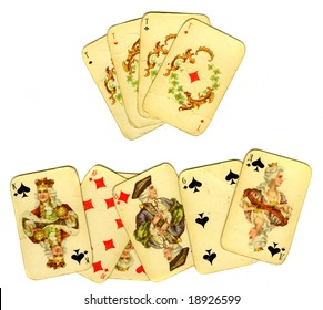 Old Playing Cards On White Background