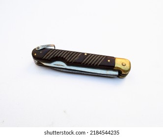 Old Pocket Folding Knife Isolated On White Background