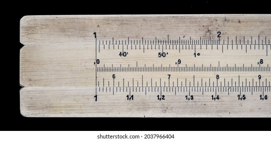 Old Pocket Slide Rule Mechanical Calculator