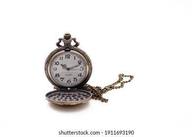 Old Pocket Watch Isolated On White