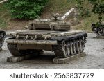 old polish battle tank outdoors