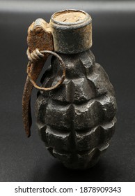 Old Polish Hand Grenade On Black Background