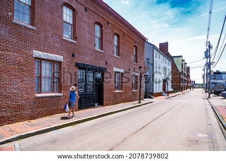 The Old Port District. 19th-century Brick Buildings line the streets of this Historic District. Portland, ME. USA
