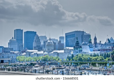 Old Port Of Montreal, Cloudy Sky, Hdr.