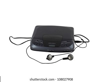 Old Portable CD Audio Player With Headphones