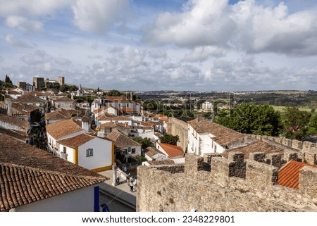Old Portuguese european castle view of village and walls