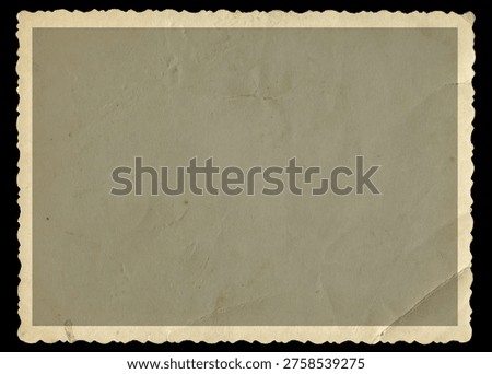 Old postcard texture with with figured edges. Retro vignette photo frame texture isolated.