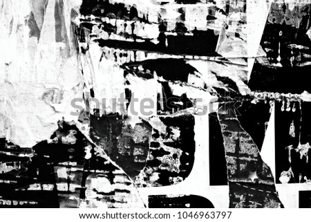 Old posters grunge texture background ripped torn creased crumpled paper backdrop surface