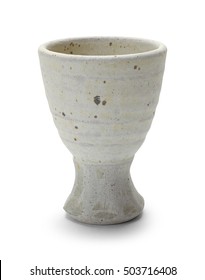 Old Pottery Goblet Isolated On White Background.