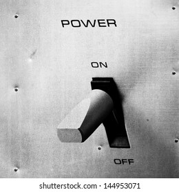 Old Power Switch On Metal Panel