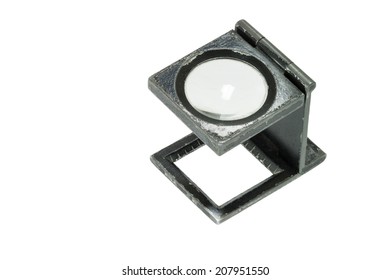 Old Printers Loupe Isolated On White Background.