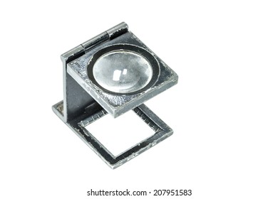 Old Printers Loupe Isolated On White Background.