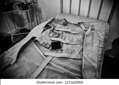 Old psychiatric straitjacket, mental hospital detail, psychosis