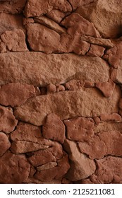 Old Pueblo House Brick Pattern, Showing The Detailed Texture In The Red Stone.