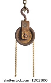 Old pulley with rope