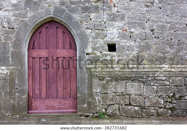 Old Purple Gothic Church Back Door Stock Photo Edit Now 382731682